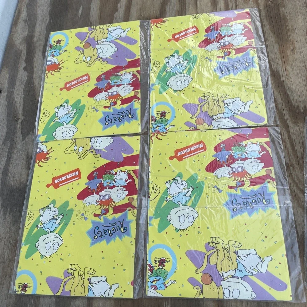 Vintage 90s Rugrats Nickelodeon American Greetings Gift Wrap Lot Of 5 Sealed